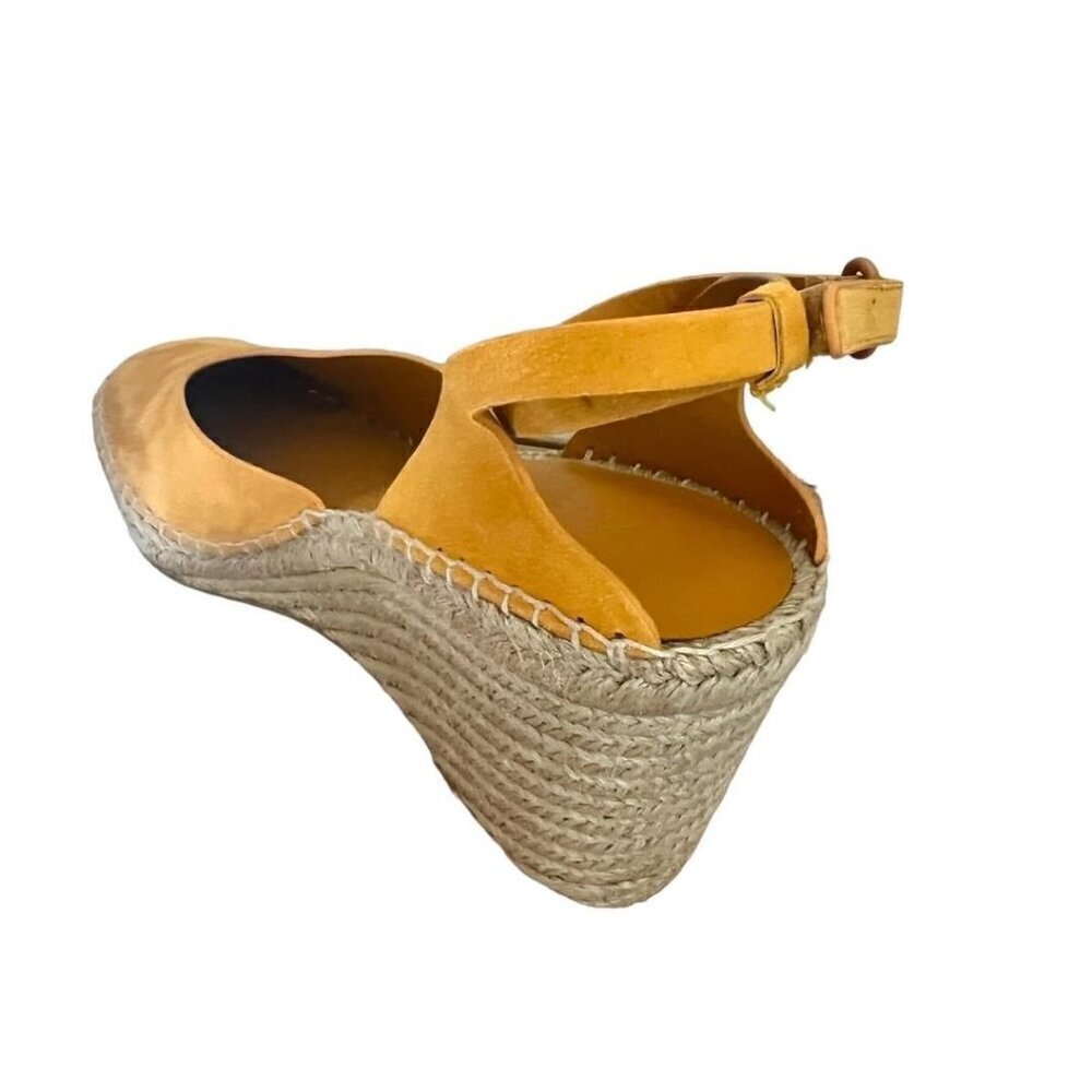 Vince Womens Papaya Yellow Suede Ankle Strap Espadrille Wedge Sandals Sz 8 M New - Picture 5 of 12